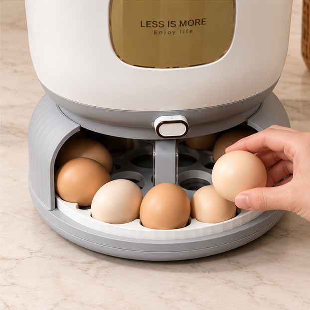Dispensador De Arroz y Menestras Con Organizador de Huevos - Blanco
