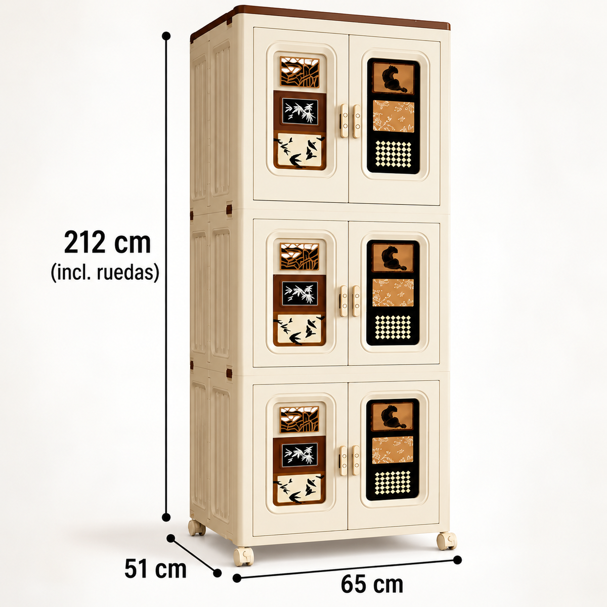 Armario Plegable Premium Estilo Moderno Con Ruedas y 03 Niveles - Blanco