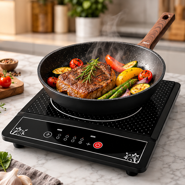Cocina Eléctrica Premium De Inducción RAF 2000W Con Panel Táctil y 9 Niveles