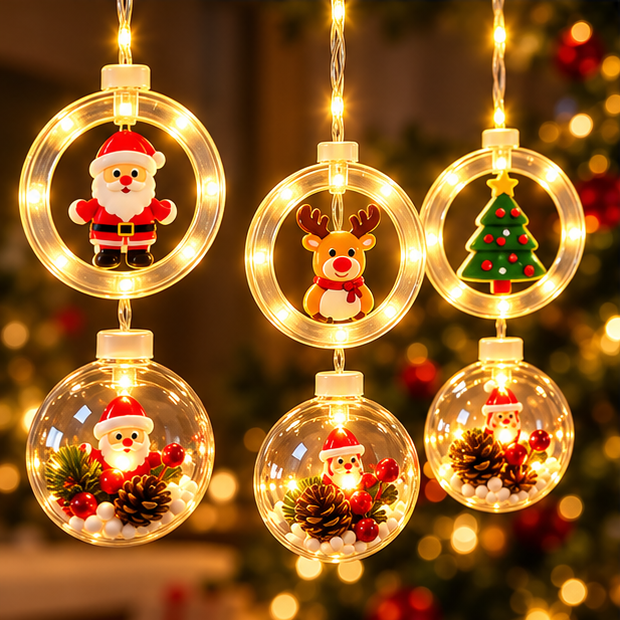 Cortina De Luces De Navidad LED 3 Metros Con 10 Colgantes