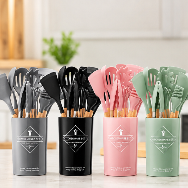 Set De 12 Utensilios De Cocina De Silicona