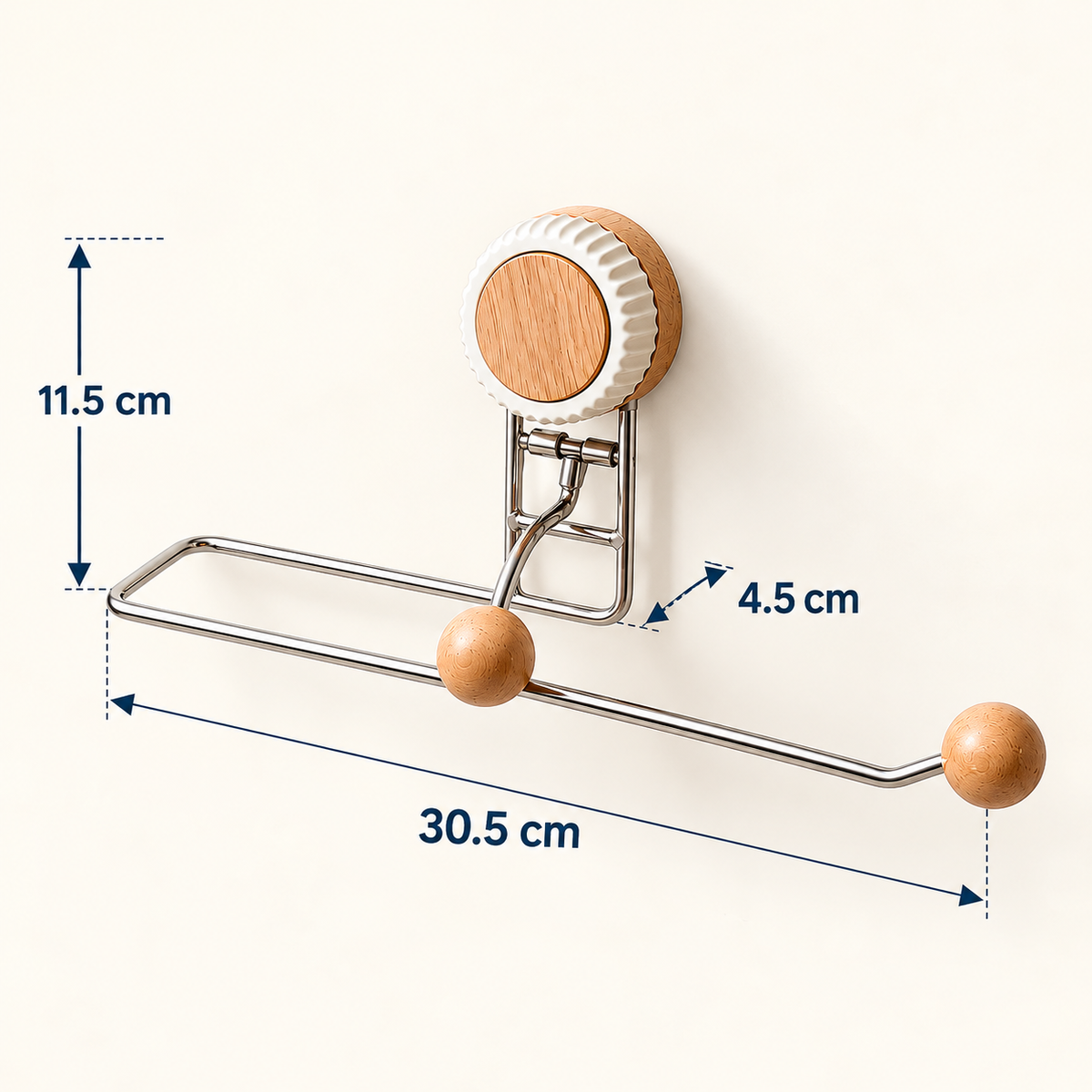 Soporte Porta Rollo Metálico para Cocina y Baño - Instalación sin Perforaciones