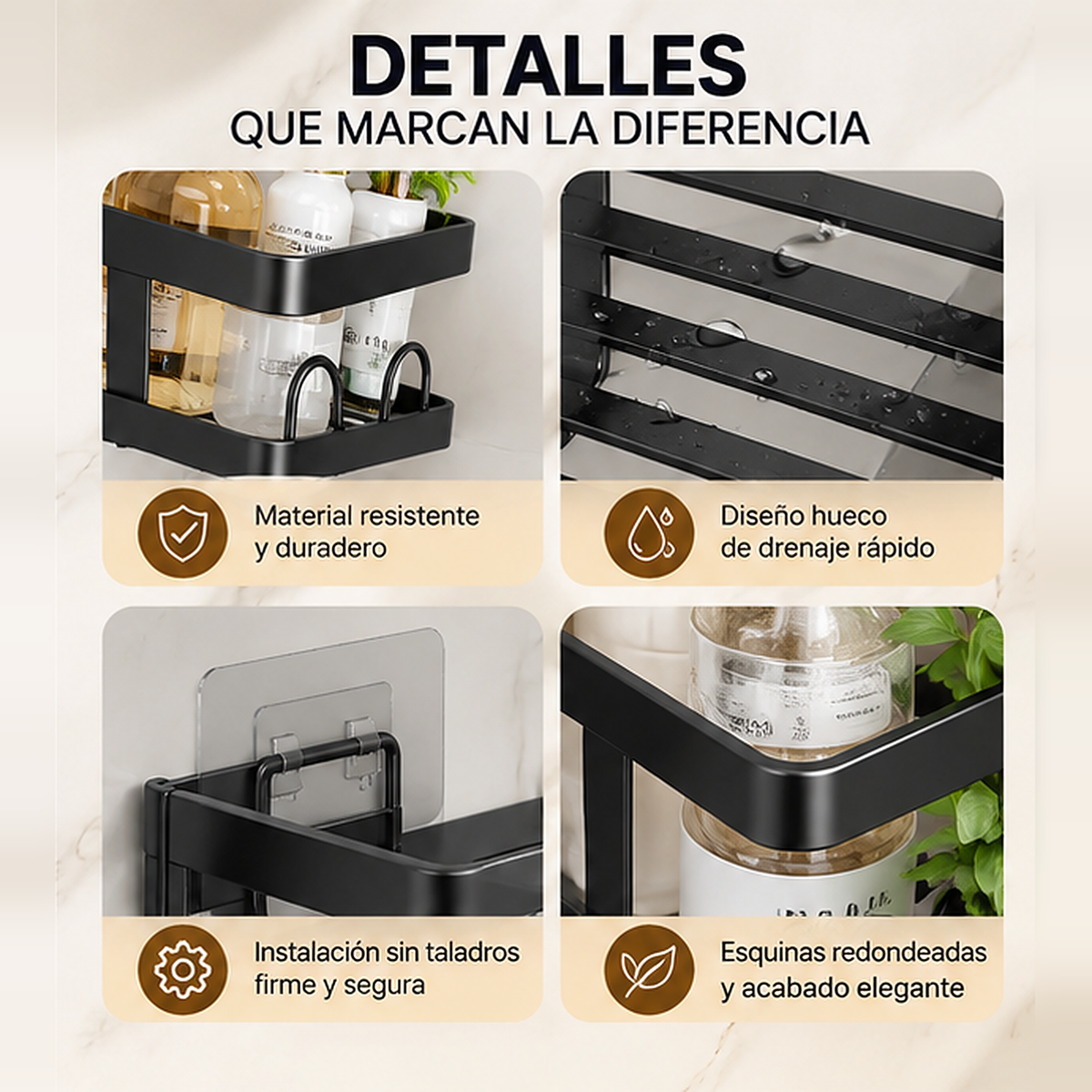 Set x 5 Repisas Organizadoras De Ducha De Metal Resistente