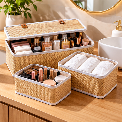 ￼Set De 3 Cestas Organizadoras Multiusos Para Ropa, Closet y Hogar