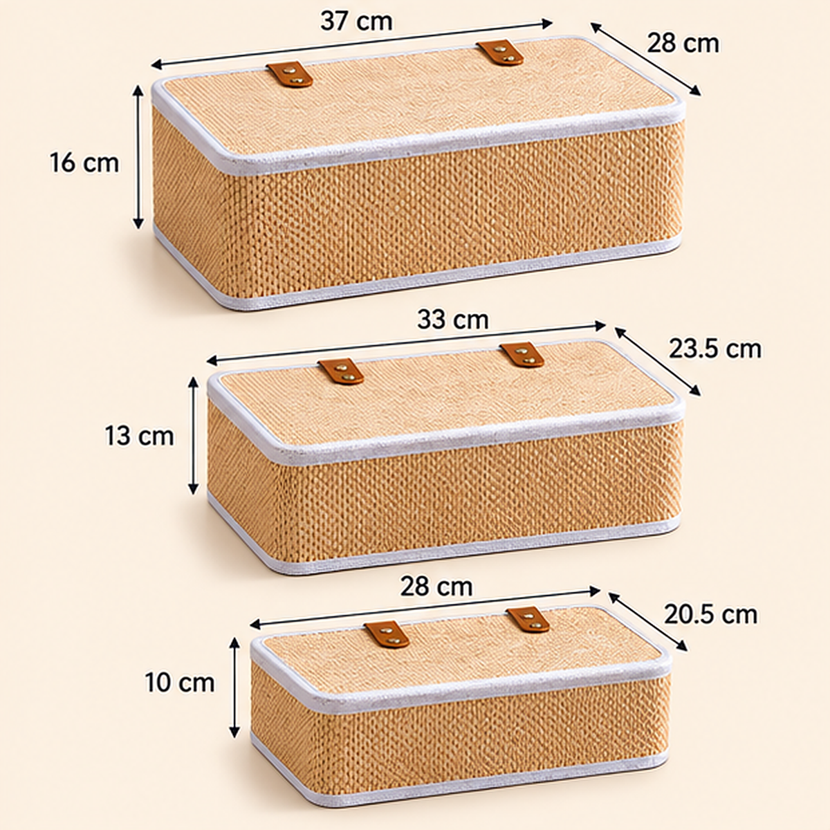 ￼Set De 3 Cestas Organizadoras Multiusos Para Ropa, Closet y Hogar