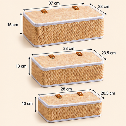￼Set De 3 Cestas Organizadoras Multiusos Para Ropa, Closet y Hogar
