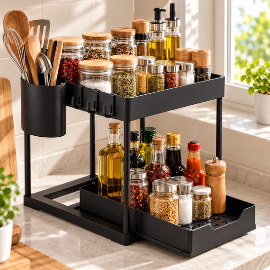 Estante Organizador Multiusos De 2 Niveles Con Bandeja Deslizante