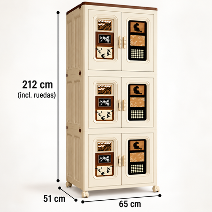 Armario Plegable Premium Estilo Moderno Con Ruedas y 03 Niveles - Blanco