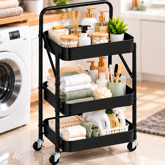 Carrito Organizador De Cocina Con 4 Niveles y Canastas De Acero