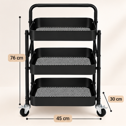 Carrito Organizador De Cocina Con 4 Niveles y Canastas De Acero