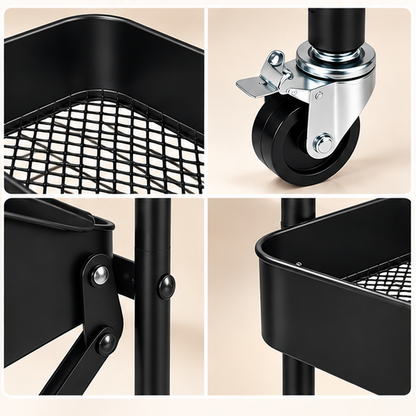 Carrito Organizador De Cocina Con 4 Niveles y Canastas De Acero