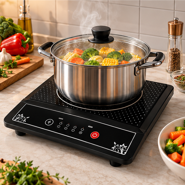 Cocina Eléctrica Premium De Inducción RAF 2000W Con Panel Táctil y 9 Niveles