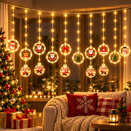 Cortina De Luces De Navidad LED 3 Metros Con 10 Colgantes