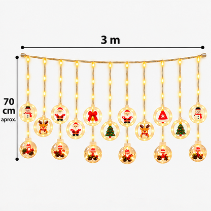 Cortina De Luces De Navidad LED 3 Metros Con 10 Colgantes
