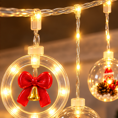 Cortina De Luces De Navidad LED 3 Metros Con 10 Colgantes
