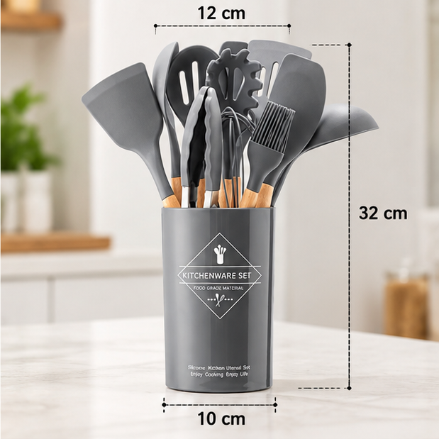 Set De 12 Utensilios De Cocina De Silicona
